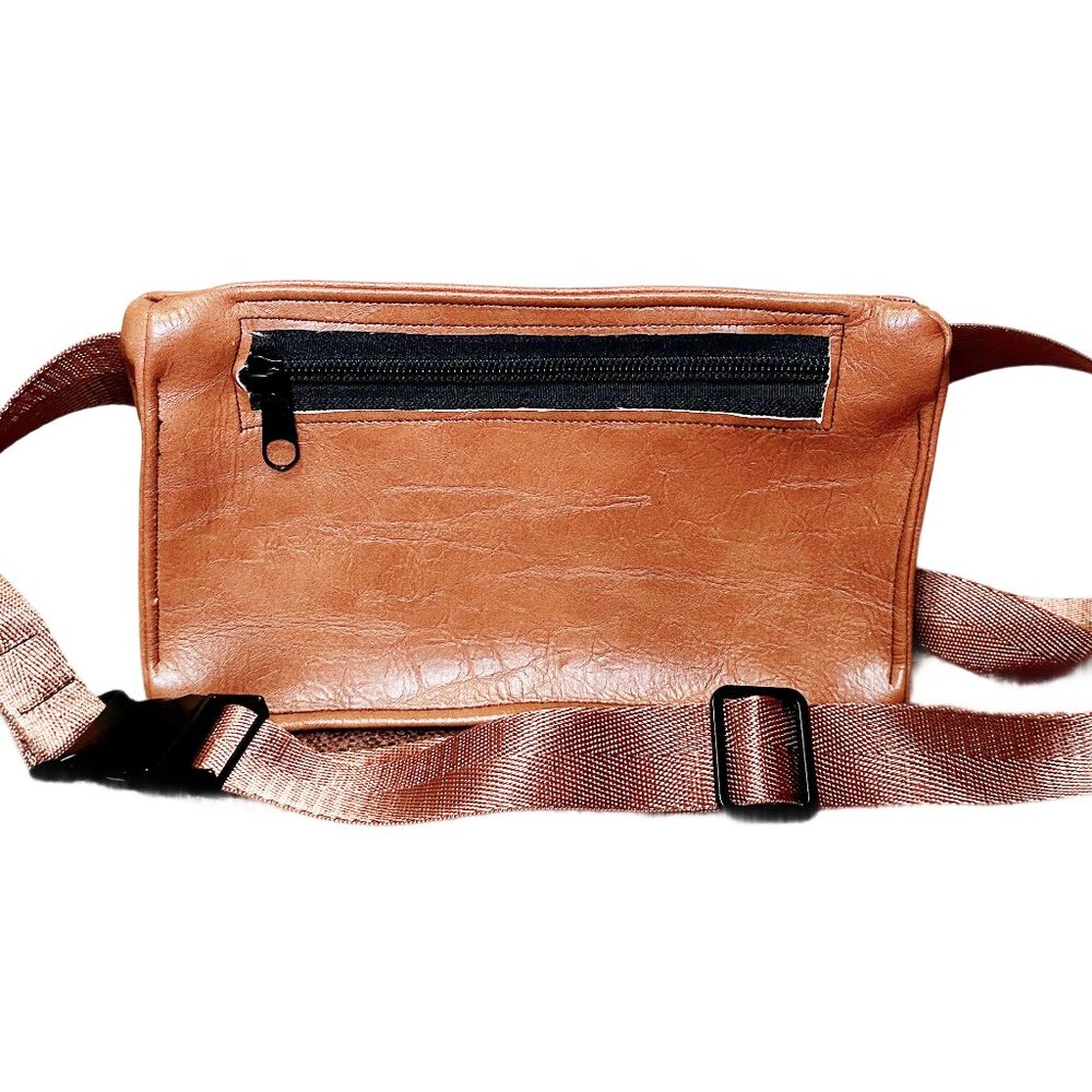 Handmade small vegan leather crossbody bag fanny pack with adjustable strap